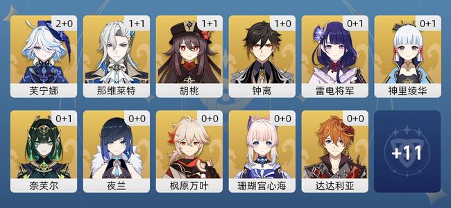 原神43黄 32角色黄 11武器黄 22五星角色 10五星武器 男主 60级