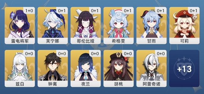 原神44黄 34角色黄 10武器黄 26五星角色 10五星武器 女主 59级