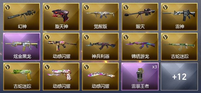 穿越火线（CF）1王者武器 1炫金武器 14V武器 7皮肤 可排位 枪王