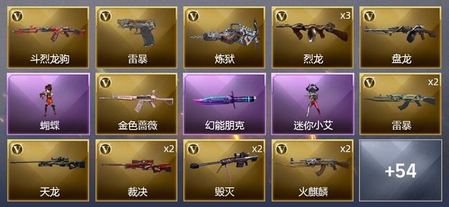 穿越火线（CF）5王者武器 4炫金武器 64V武器 2V角色 23皮肤 可排位 枪王