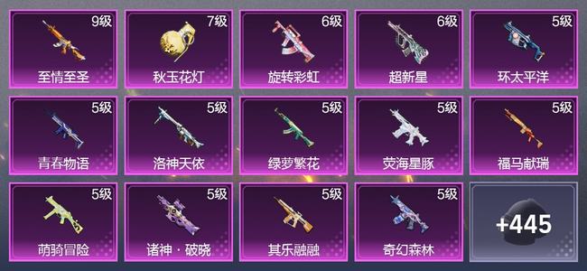 和平精英19升级枪 9粉装 6尾迹 270枪皮 182套装 8,5641热力 12印记 超级王牌