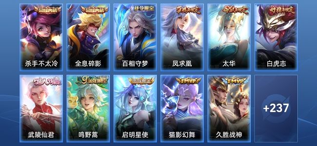 王者荣耀V9 2典藏 19传说 76史诗 249皮肤 至尊星耀IV
