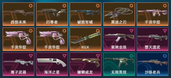 无畏契约5橙皮 1金皮 3紫皮 28皮肤 1皮肤总价值 405已用源晶