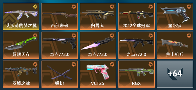 无畏契约16橙皮 1金皮 5紫皮 78皮肤 31500皮肤总价值 950已用源晶 白银