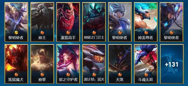 英雄联盟手游（lol手游）1神话 18传说 61史诗 144皮肤 136英雄 翡翠