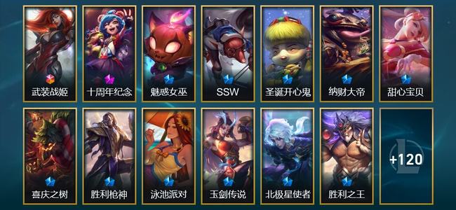 英雄联盟（LOL）1终极 1神话 19限定 13传说 133皮肤 149炫彩 172英雄 铂金