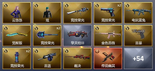 穿越火线（CF）1传说武器 2王者武器 3炫金武器 57V武器 3V角色 24皮肤 可排位 宗师