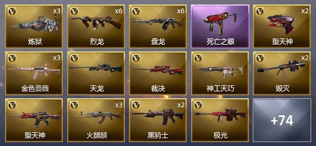 穿越火线（CF）8王者武器 2炫金武器 106V武器 5V角色 23皮肤 可排位 新锐