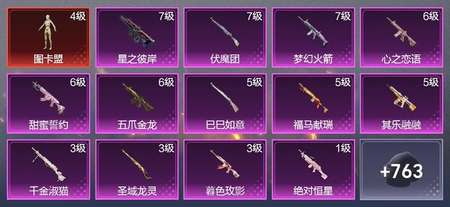 和平精英2载具 13升级枪 19粉装 8尾迹 431枪皮 335套装 15,0463热力 25印记 星钻