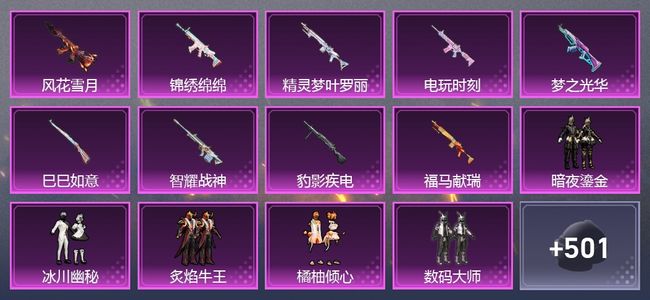 和平精英10升级枪 8粉装 318枪皮 249套装 11,0235热力 22印记