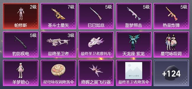 和平精英1载具 6升级枪 3粉装 93枪皮 41套装 31010热力 1印记