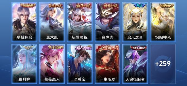 王者荣耀V7 1典藏 6传说 78史诗 271皮肤 绝世王者