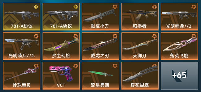无畏契约12橙皮 2金皮 9紫皮 79皮肤 36440皮肤总价值 915已用源晶 铂金