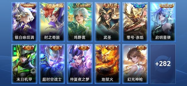 王者荣耀V8 1典藏 9传说 75史诗 293皮肤 至尊星耀I