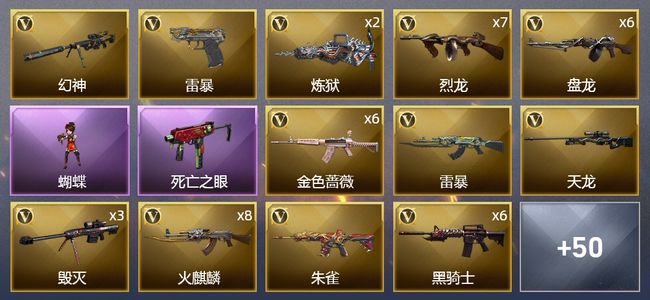 穿越火线（CF）9王者武器 7炫金武器 125V武器 3V角色 9皮肤 可排位 专家