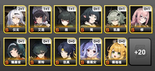 绝区零45黄 31角色黄 19S角色 11S音擎 12S邦布 男主 60