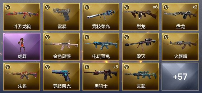 穿越火线（CF）1炫金武器 56V武器 2V角色 17皮肤 可排位 新锐