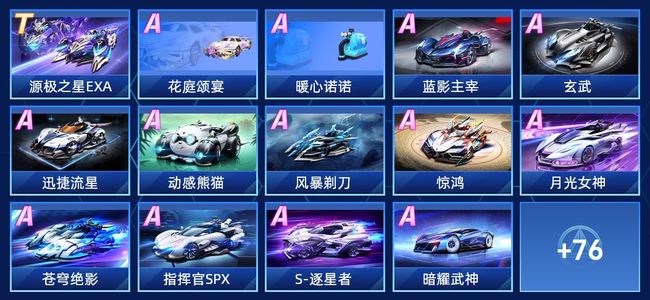 QQ飞车手游V12 1永久T车 42永久A车 90永久赛车 37宠物 女号 星耀
