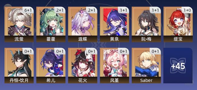 崩坏：星穹铁道107黄 64角色黄 43光锥黄 34五星角色 22五星光锥 70级 男主