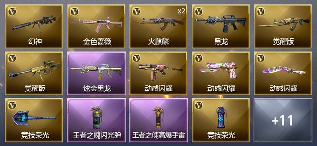 穿越火线（CF）2王者武器 1炫金武器 16V武器 1V角色 3皮肤 可排位 专家