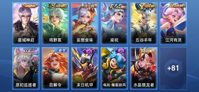 王者荣耀1典藏 1传说 23史诗 94皮肤 108英雄 无双王者