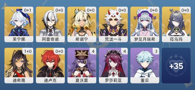 原神13黄 9角色黄 4武器黄 8五星角色 4五星武器 男主 55级