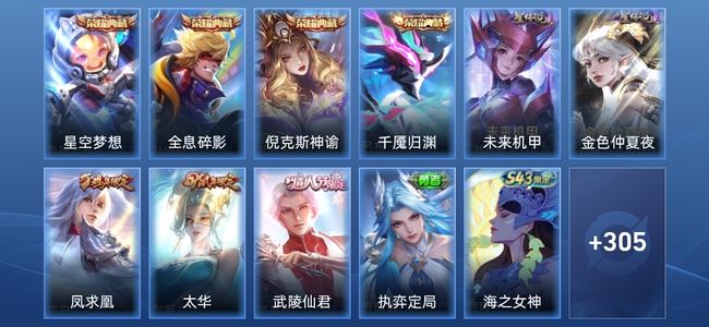 王者荣耀V10 4典藏 2星传说 20传说 78史诗 316皮肤 至尊星耀IV