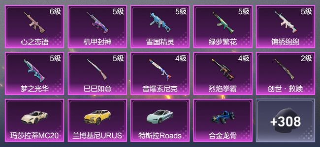 和平精英6载具 10升级枪 15粉装 4飞行器 167枪皮 148套装 71926热力 12印记 王牌