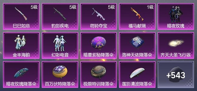 和平精英4升级枪 3粉装 3尾迹 283枪皮 264套装 92153热力 26印记 星钻