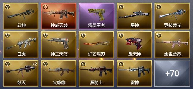 穿越火线（CF）1传说武器 4王者武器 1炫金武器 62V武器 4V角色 37皮肤 可排位 传奇
