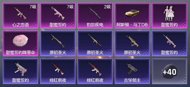 和平精英1载具 3升级枪 1粉装 29枪皮 23套装 18066热力