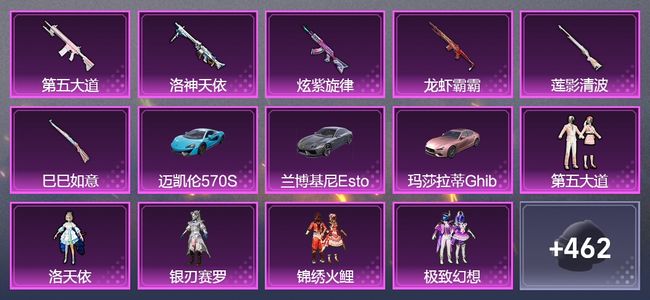 和平精英3载具 6升级枪 15粉装 251套装 99087热力 10印记
