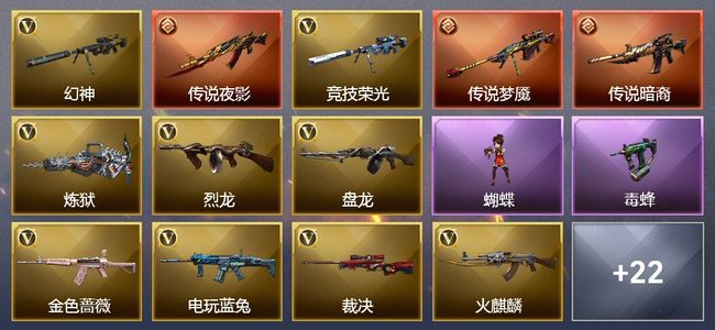 穿越火线（CF）3传说武器 4王者武器 56V武器 6V角色 14皮肤 可排位