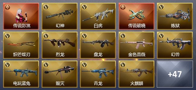 穿越火线（CF）1传说角色 5传说武器 7王者武器 2炫金武器 170V武器 18V角色 可排位
