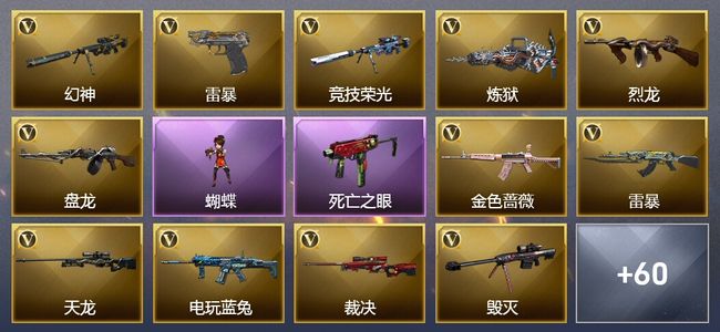 穿越火线（CF）21王者武器 7炫金武器 179V武器 15V角色 5皮肤 可排位