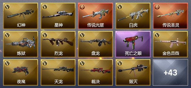 穿越火线（CF）2传说武器 16王者武器 5炫金武器 142V武器 12V角色 6皮肤 可排位