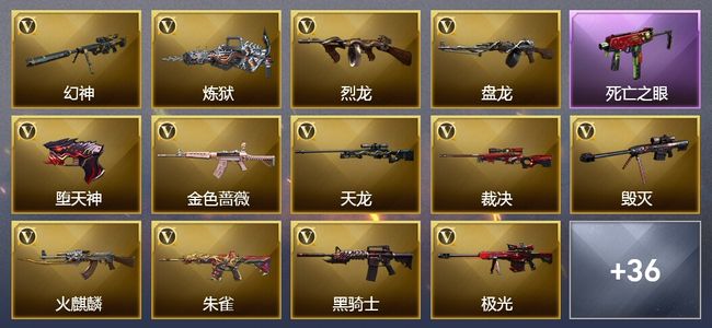 穿越火线（CF）15王者武器 8炫金武器 104V武器 5V角色 20皮肤 可排位