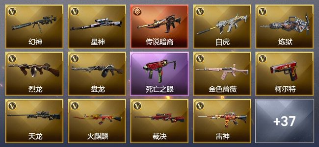 穿越火线（CF）1传说武器 39王者武器 2炫金武器 74V武器 9V角色 21皮肤 可排位