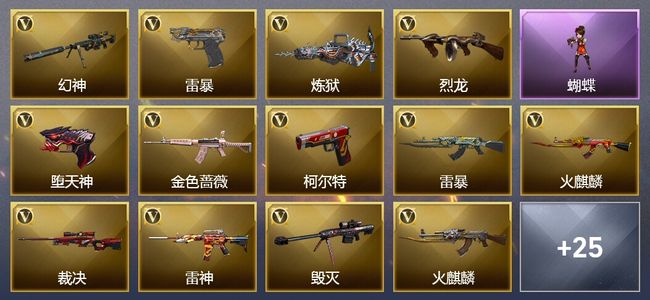 穿越火线（CF）5王者武器 3炫金武器 91V武器 6V角色 9皮肤 可排位