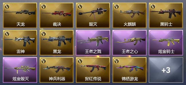 穿越火线（CF）3王者武器 2炫金武器 18V武器 5皮肤 可排位