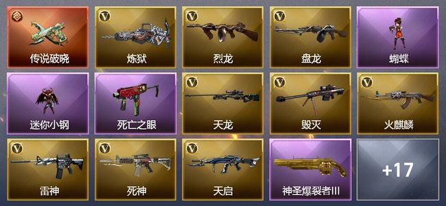穿越火线（CF）1传说武器 3王者武器 2炫金武器 46V武器 3V角色 3皮肤 可排位