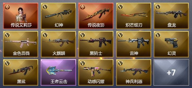 穿越火线（CF）1传说角色 2传说武器 5王者武器 27V武器 1V角色 5皮肤 可排位
