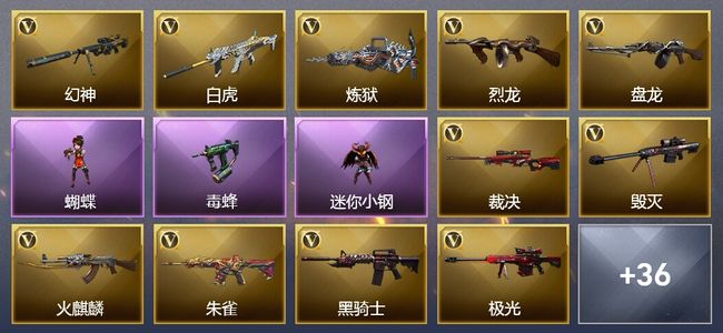 穿越火线（CF）7王者武器 3炫金武器 83V武器 7V角色 9皮肤 可排位