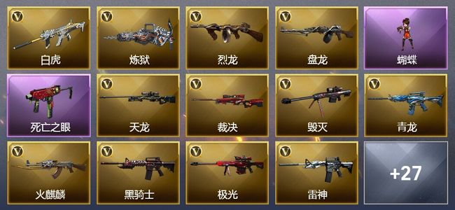 穿越火线（CF）8王者武器 4炫金武器 57V武器 6V角色 10皮肤 可排位