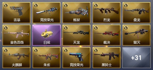 穿越火线（CF）5王者武器 2炫金武器 72V武器 4V角色 7皮肤 可排位