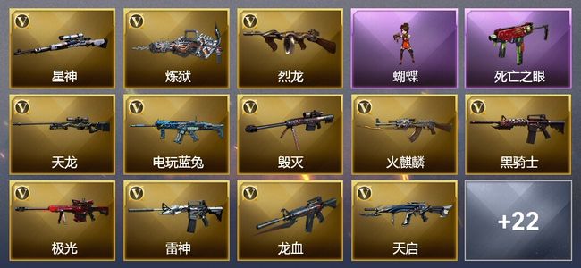 穿越火线（CF）6王者武器 4炫金武器 53V武器 13V角色 12皮肤 可排位