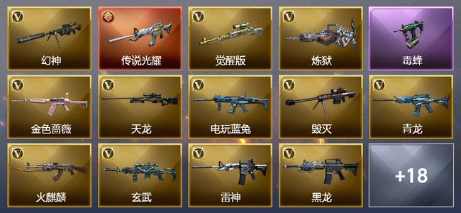 穿越火线（CF）1传说武器 4王者武器 1炫金武器 40V武器 14V角色 18皮肤 可排位