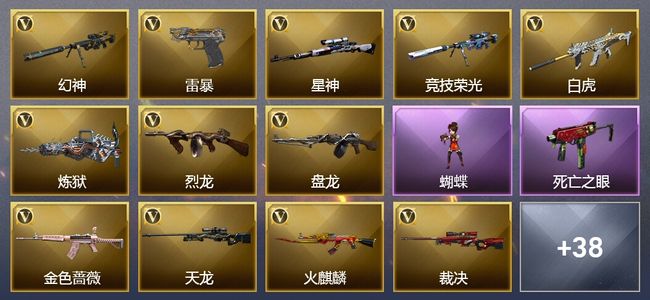 穿越火线（CF）11王者武器 3炫金武器 90V武器 10V角色 19皮肤 可排位
