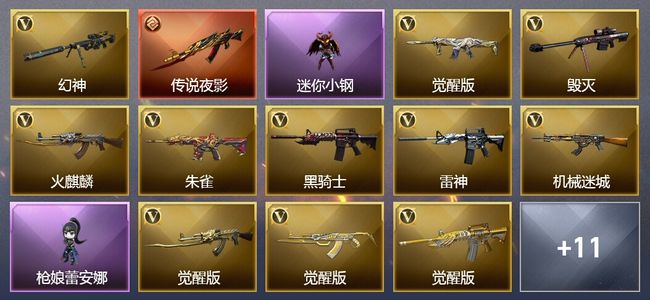 穿越火线（CF）1传说武器 7王者武器 1炫金武器 26V武器 6V角色 9皮肤 可排位