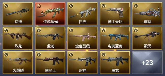 穿越火线（CF）1传说武器 10王者武器 60V武器 10V角色 19皮肤 可排位